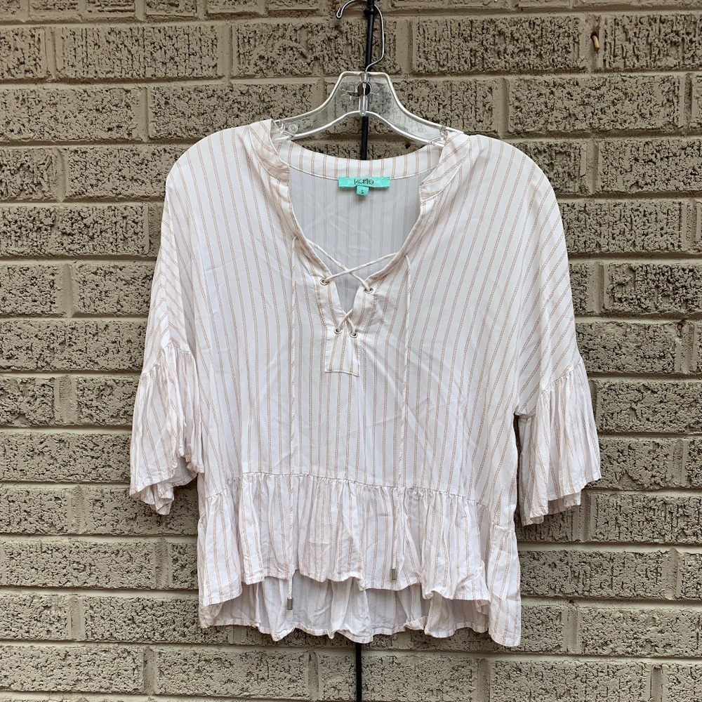 Karlie Ruffle Sleeve Peasant Top Small